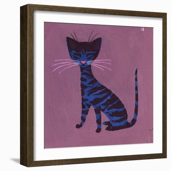 The Blue Cat, 1970s-George Adamson-Framed Giclee Print