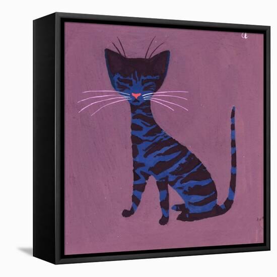 The Blue Cat, 1970s-George Adamson-Framed Stretched Canvas