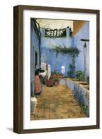 The Blue Courtyard-Santiago Rusinol-Framed Art Print