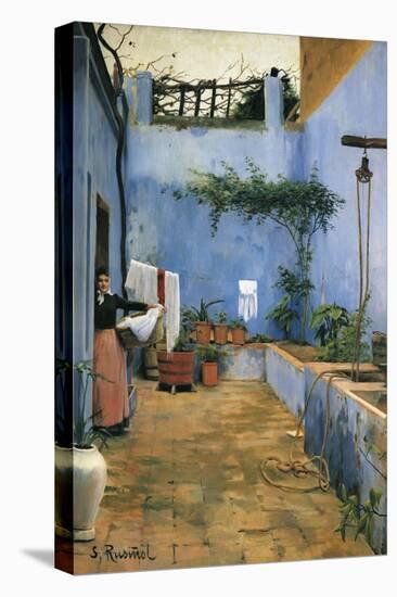 The Blue Courtyard-Santiago Rusinol-Stretched Canvas