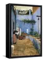 The Blue Courtyard-Santiago Rusinol i Prats-Framed Stretched Canvas