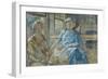 The Blue Dress, (Oil on Canvas)-Therese Lessore-Framed Giclee Print
