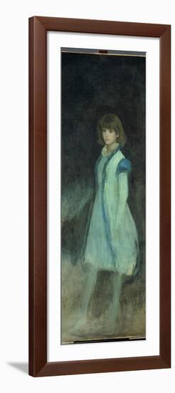 The Blue Girl: Portrait of Connie Gilchrist (1865-1946), C.1879 (Oil on Canvas)-James Abbott McNeill Whistler-Framed Giclee Print