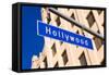 The Blue Hollywood Blvd. Street Sign-flippo-Framed Stretched Canvas