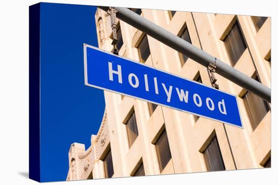 The Blue Hollywood Blvd. Street Sign-flippo-Stretched Canvas