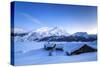 The Blue Hour Leaving its Place to the Night over Some Scattered Huts in Spluga by the Maloja Pass-Roberto Moiola-Stretched Canvas