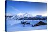 The Blue Hour Leaving its Place to the Night over Some Scattered Huts in Spluga by the Maloja Pass-Roberto Moiola-Stretched Canvas