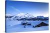 The Blue Hour Leaving its Place to the Night over Some Scattered Huts in Spluga by the Maloja Pass-Roberto Moiola-Stretched Canvas