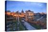 The Blue Light of Dusk on the Ancient Imperial Forum, UNESCO World Heritage Site, Rome-Roberto Moiola-Stretched Canvas