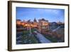 The Blue Light of Dusk on the Ancient Imperial Forum, UNESCO World Heritage Site, Rome-Roberto Moiola-Framed Photographic Print