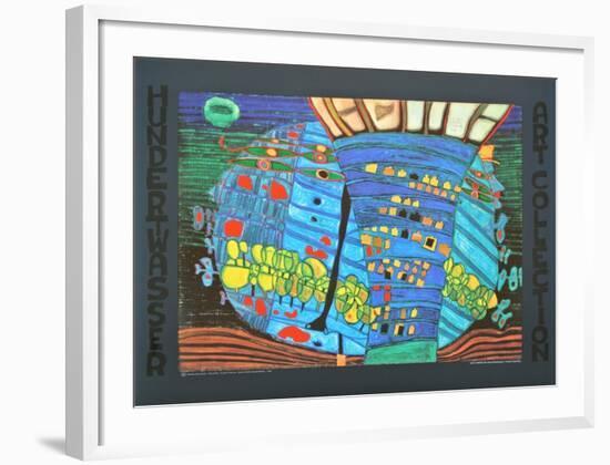 THE BLUE MOON - ATLANTIS - WALDVIERTEL , 1966-Friedensreich Hundertwasser-Framed Art Print