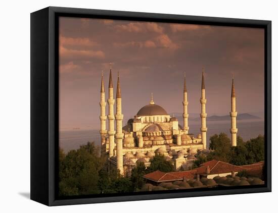 The Blue Mosque, Unesco World Heritage Site, Istanbul, Turkey-Simon Harris-Framed Stretched Canvas