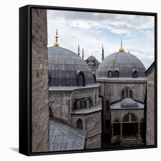 The Blue Mosque Viewed Over the Domes of the Hagia Sophia-Alex Saberi-Framed Stretched Canvas