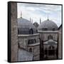 The Blue Mosque Viewed Over the Domes of the Hagia Sophia-Alex Saberi-Framed Stretched Canvas