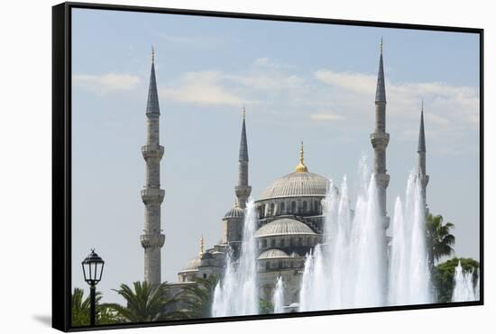 The Blue Mosque.-Jon Hicks-Framed Stretched Canvas