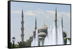 The Blue Mosque.-Jon Hicks-Framed Stretched Canvas