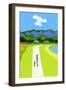 The Blue Mountains and the Woman Walking with the Dog-Hiroyuki Izutsu-Framed Giclee Print