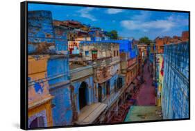 The Blue Rooftops in Jodhpur, the Blue City, Rajasthan, India, Asia-Laura Grier-Framed Stretched Canvas