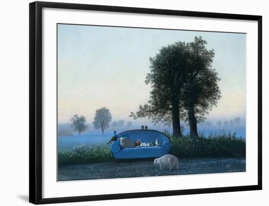 The Blue Sofa-Michael Sowa-Framed Art Print