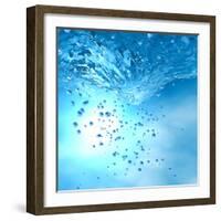 The Blue Underwater with Bubbles-Sergiy Serdyuk-Framed Photographic Print