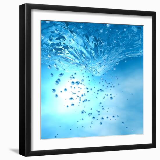 The Blue Underwater with Bubbles-Sergiy Serdyuk-Framed Photographic Print