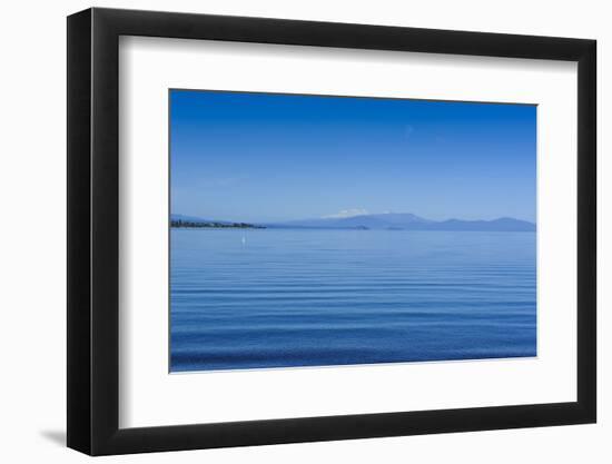 The Blue Waters of Lake Taupo with the Tongariro National Park in the Background-Michael-Framed Photographic Print