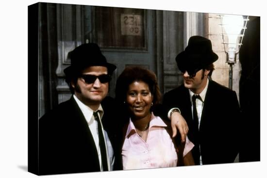 THE BLUES BROTHERS, 1980 directed by JOHN LANDIS Aretha Franklin between John Belushi and Dan Aykro-null-Stretched Canvas