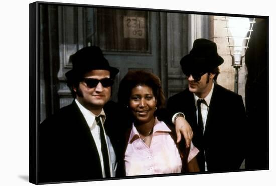 THE BLUES BROTHERS, 1980 directed by JOHN LANDIS Aretha Franklin between John Belushi and Dan Aykro-null-Framed Stretched Canvas