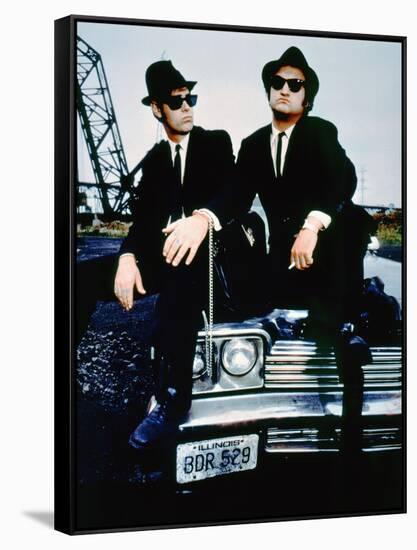 THE BLUES BROTHERS, 1980 directed by JOHN LANDIS Dan Aykroyd and John Belushi (photo)-null-Framed Stretched Canvas