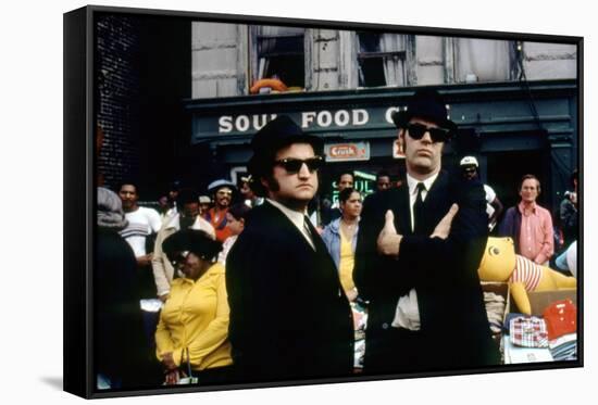 THE BLUES BROTHERS, 1980 directed by JOHN LANDIS John Belushi and Dan Aykroyd (photo)-null-Framed Stretched Canvas