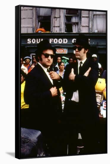 THE BLUES BROTHERS, 1980 directed by JOHN LANDIS John Belushi and Dan Aykroyd (photo)-null-Framed Stretched Canvas