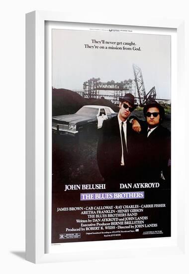 THE BLUES BROTHERS, 1980 directed by JOHN LANDIS John Belushi and Dan Aykroyd (photo)-null-Framed Poster
