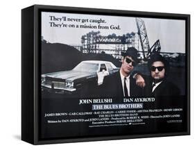 THE BLUES BROTHERS, 1980 directed by JOHN LANDIS John Belushi and Dan Aykroyd (photo)-null-Framed Stretched Canvas