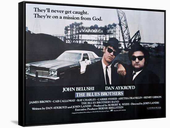 THE BLUES BROTHERS, 1980 directed by JOHN LANDIS John Belushi and Dan Aykroyd (photo)-null-Framed Stretched Canvas