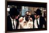 THE BLUES BROTHERS, 1980 directed by JOHN LANDIS Ray Charles between Dan Aykroyd and John Belushi (-null-Framed Photo