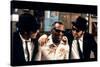 THE BLUES BROTHERS, 1980 directed by JOHN LANDIS Ray Charles between Dan Aykroyd and John Belushi (-null-Stretched Canvas