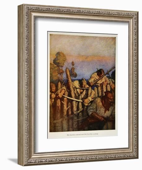 The boarders swarmed over the fence like monkeys, an illustration from 'Treasure Island' by Robert-Newell Convers Wyeth-Framed Giclee Print