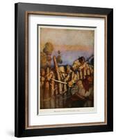 The boarders swarmed over the fence like monkeys, an illustration from 'Treasure Island' by Robert-Newell Convers Wyeth-Framed Giclee Print