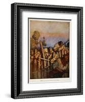 The boarders swarmed over the fence like monkeys, an illustration from 'Treasure Island' by Robert-Newell Convers Wyeth-Framed Giclee Print