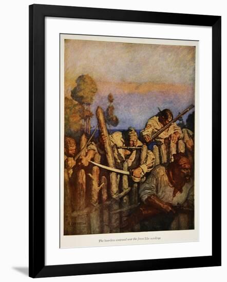 The boarders swarmed over the fence like monkeys, an illustration from 'Treasure Island' by Robert-Newell Convers Wyeth-Framed Giclee Print