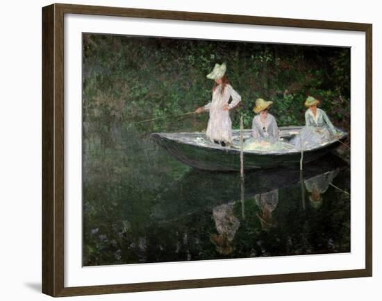 The Boat at Giverny, circa 1887-Claude Monet-Framed Giclee Print