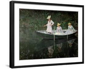 The Boat at Giverny, circa 1887-Claude Monet-Framed Giclee Print