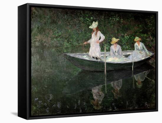 The Boat at Giverny, circa 1887-Claude Monet-Framed Stretched Canvas