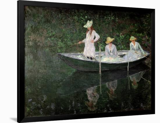 The Boat at Giverny, circa 1887-Claude Monet-Framed Giclee Print