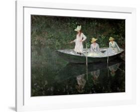 The Boat at Giverny, circa 1887-Claude Monet-Framed Giclee Print