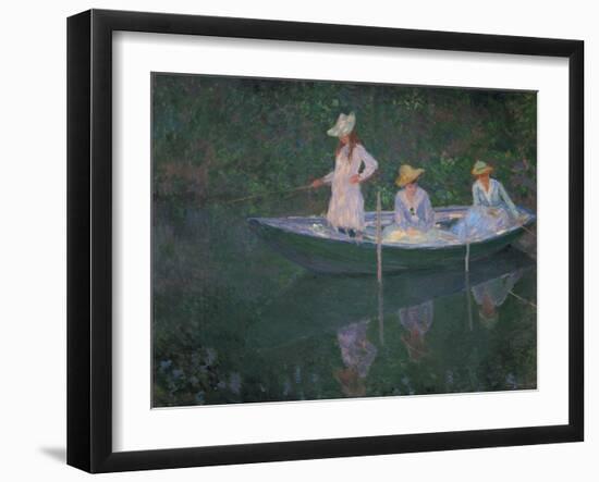 The Boat at Giverny (Or) the Norwegians, the Three Daughters of Mme. Hoschede-Claude Monet-Framed Giclee Print