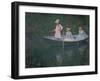 The Boat at Giverny (Or) the Norwegians, the Three Daughters of Mme. Hoschede-Claude Monet-Framed Giclee Print