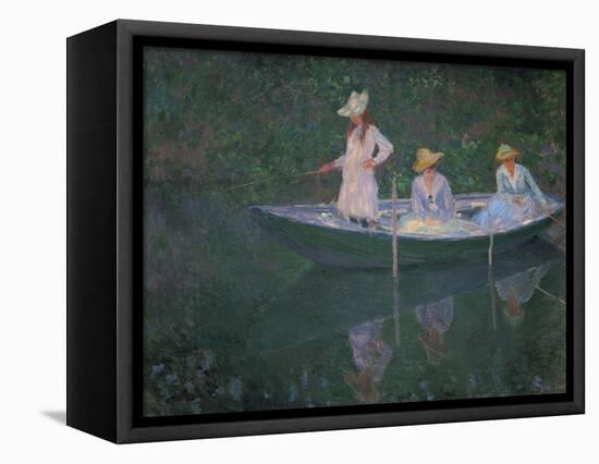 The Boat at Giverny (Or) the Norwegians, the Three Daughters of Mme. Hoschede-Claude Monet-Framed Stretched Canvas