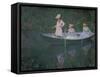 The Boat at Giverny (Or) the Norwegians, the Three Daughters of Mme. Hoschede-Claude Monet-Framed Stretched Canvas