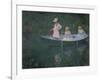 The Boat at Giverny (Or) the Norwegians, the Three Daughters of Mme. Hoschede-Claude Monet-Framed Giclee Print